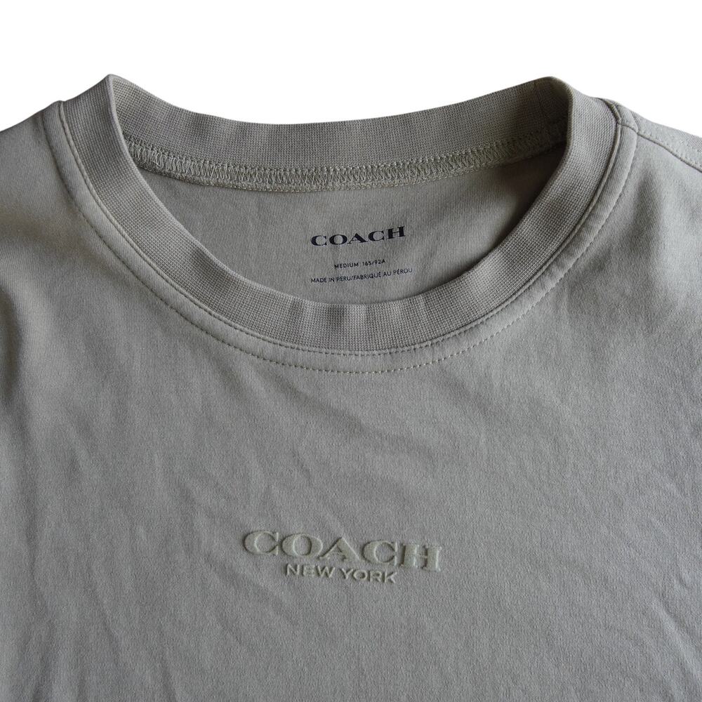 Coach Beige Logo T-Shirt Cotton Short Sleeve Minimalist Tee Unisex Lagenlook